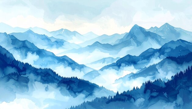 mountain landscape in the morning, mountain landscape with clouds, mountains in the mountains,  - Powered by Adobe