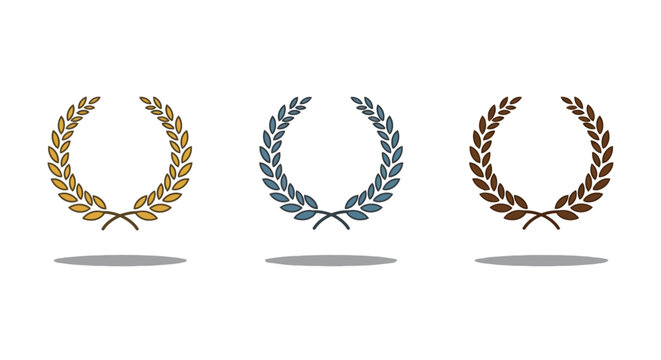 laurel wreath emblems awards recognition for achievement symbolizing victory honor and success. Ideal for graphic design projects  website elements.