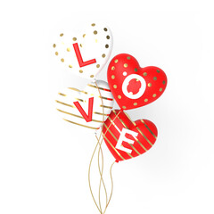 3D love word in heart balloon on transparent background for Valentine's Day, Mother's Day, or wedding. 3d rendering illustration