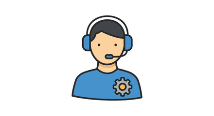 Fototapeta premium Tech support specialist wearing headset providing assistance online symbolizing technical solutions and customer service excellence for digital companies