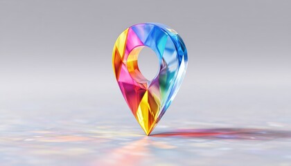 Abstract Glass Marker With Prism Holographic Effect And Dispersion. Retro Glass With Rainbow Reflection And Crystal Dispersion Effected Location Point.