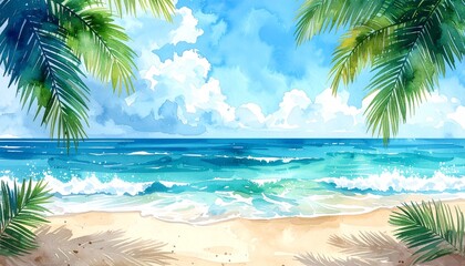 palm tree on the beach, palm trees on the beach, tropical beach with palm trees, 