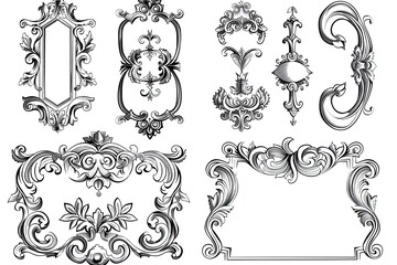 Ornate Antique Frames/Ornaments on white, vintage decoration, for design elements