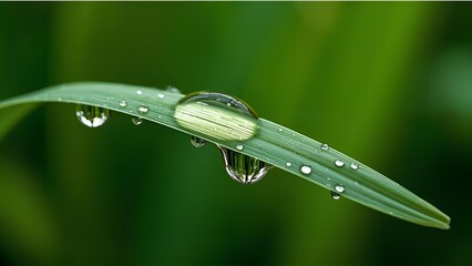water drops on a grass 