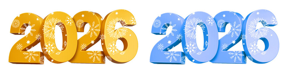 2026 glitter blue yellow numbers holiday design