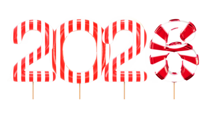 2026 candy cane striped holiday text