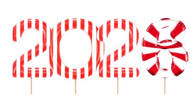 2026 candy cane striped holiday text