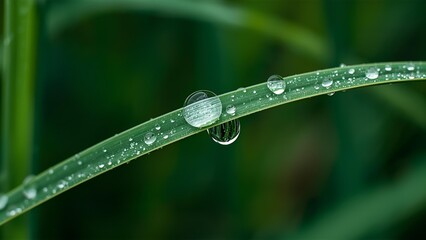 water drops on a grass 