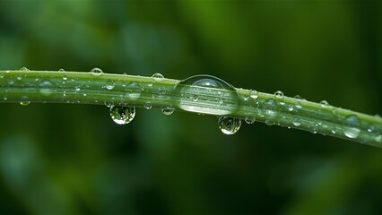 water drops on a grass 