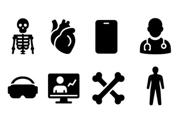 Sports and fitness outline icon set. Exercise, health, workout symbols collection