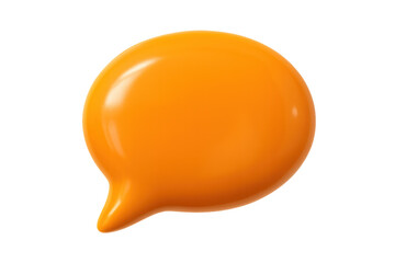 Orange glossy 3d speech bubble icon for digital communication, online messaging, and social media interaction, on transparent background