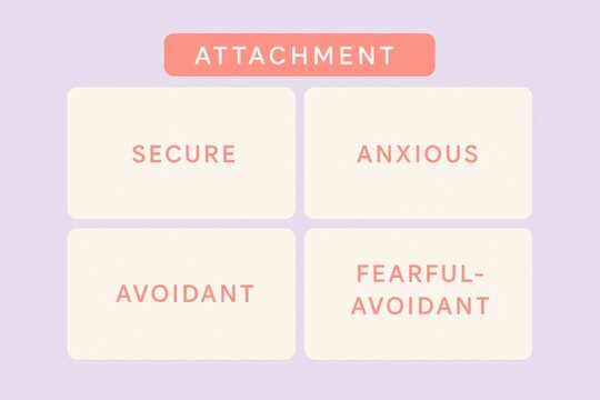 Visualizing the Four Attachment Styles in Psychology Secure Anxious Avoidant and Fearful Avoidant for Understanding Emotional Connections and Personal Relationships