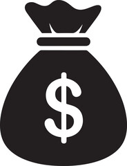 Black Money Bag with Dollar Sign whisk illustration