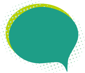 Naklejka premium Conversation comic balloon hand drawn icon, pop art decoration with halftone shadow, cute green raster sticker frame