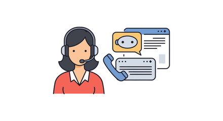 customer service representative interacting with chatbot on website offering assistance ideal for business support content  enhancing customer experience