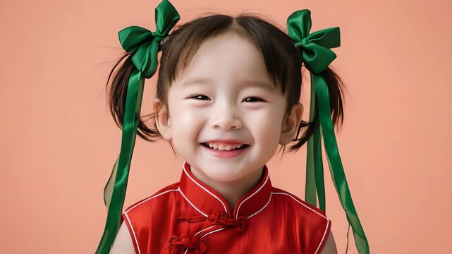 Chinese style cute baby&rsquo;s festive expression【4K】