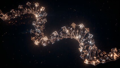 Luminous Crystalline DNA Helix Weaving Through the Cosmic Void.