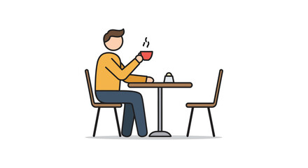 person enjoying coffee break at cafe table a moment of relaxation and simple pleasure ideal for blog posts and social media marketing materials.