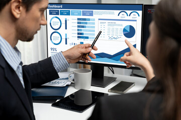 Business data dashboard provide business intelligence analytic for marketing strategy planning brisk with big data set to analyze customer demands and foreseeing business future