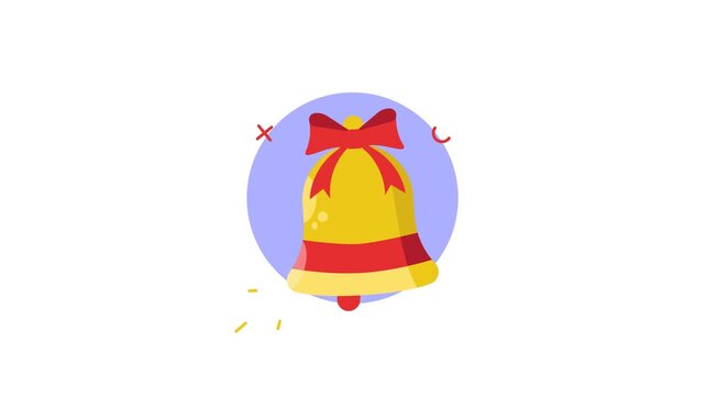Animated Golden Christmas Bell Ringing with Red Bow.