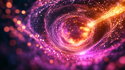 Nebula of glowing dots forming a swirling sphere of energy representing machine learning data analysis and algorithmic processing with dynamic particles visualizing computation and digital intelligenc