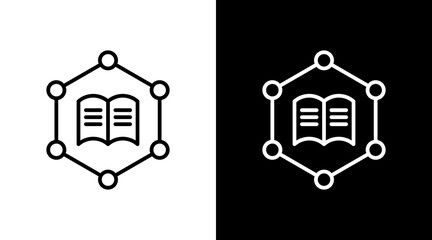 Deep Learn Outline White Icon Set Design