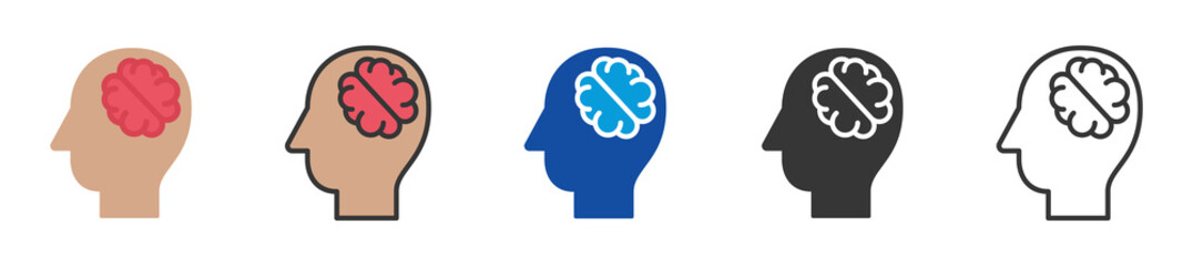 frontal lobe icon set multi style various collection