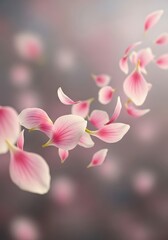 Fototapeta premium Elegant arrangement of ethereal pink petals floating on soft backdrop