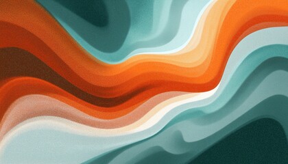 Grainy Gradient Vinyl Record Art: Vibrant Orange & Teal Waves With White Psychedelic Patterns - Perfect For Posters