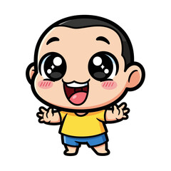 Fototapeta premium Cute happy little boy cartoon character standing with a cheerful smile vector illustration