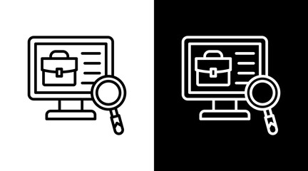 Job Portal Outline White Icon Set Design