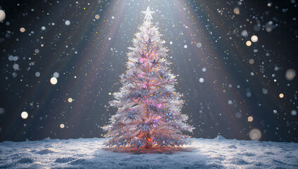 AI-generated image of a crystal Christmas tree spreading the Christmas spirit