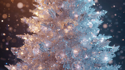 AI-generated image of a crystal Christmas tree spreading the Christmas spirit