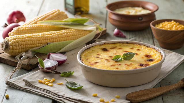 Warm Chilean Pastel de Choclo in a Countryside Kitchen