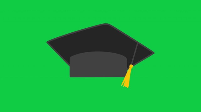 animated study hat with a faltering thread. Knowledge and study icon concept