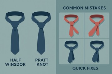 Visual Guide to Mastering Tie Knots including Half Windsor and Pratt Knot with Quick Fixes for Common Mistakes and Effective Techniques in Formal Attire