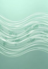Pastel Green Texture with Waves and Subtle Floral Silhouettes Design