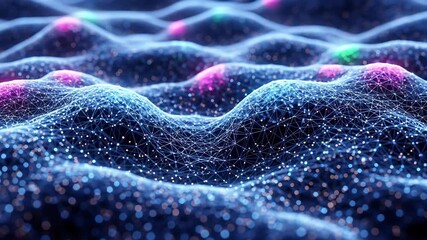 Abstract digital network visualization illustrating data connectivity and technology systems - Powered by Adobe