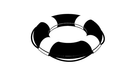 Vector illustration&nbsp;of black and white graphic icon of a lifebuoy or life preserver isolated on transparent background 