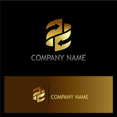 Sophisticated Golden Logo Mockup with Rotating Arrows for Modern Business Branding and Stationery Design Showcasing Elegant and Professional Visual Identity Elements