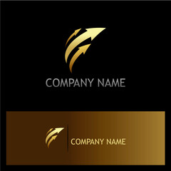 Sleek Corporate Identity Design with Gold Arrow Logo Embodying Growth and Forward Momentum for Financial Services and Investment Firms in a Refined Business Card Mockup