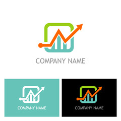 Dynamic Financial Growth Logo: An Upward Trajectory Symbol with Modern Design Accents for Business Progress and Investment Success, Presented on Multiple Backgrounds