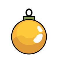 Icons of christmas baulbles design. a yellow decoration  tree ball. Vector illustration.