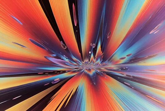 Cinematic abstract multicolored rays move towards center creating dynamic visual effect in mesmerizing motion footage approximately 164 characters