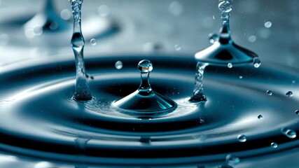 Falling water droplets create perfect splash and clean ripples - Powered by Adobe