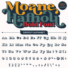 Serif Groovy Retro Vintage Bold Font alphabet vector file