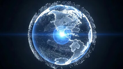 Digital futuristic globe representing global connection and worldwide communication - Powered by Adobe