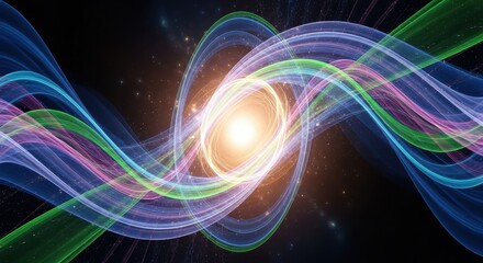 Naklejka premium Abstract energy swirls with vibrant spectral hues emanating from a central point