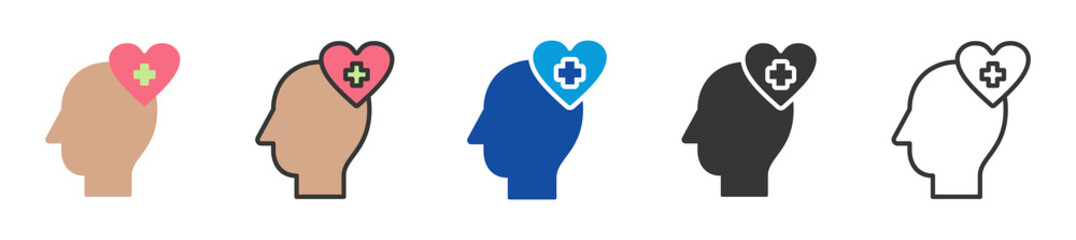 mental health icon set multi style various collection