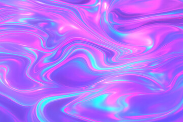 Obraz premium AI generated holographic liquid abstract with smooth flowing curves in pink purple turquoise and neon blue creating a dreamy futuristic surface with soft shine and vibrant energy